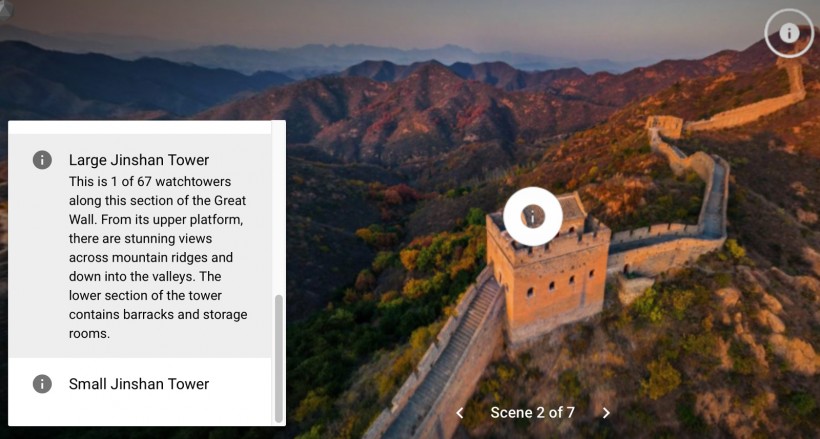 a scene of the great wall of china found on the google tour creator vr platform