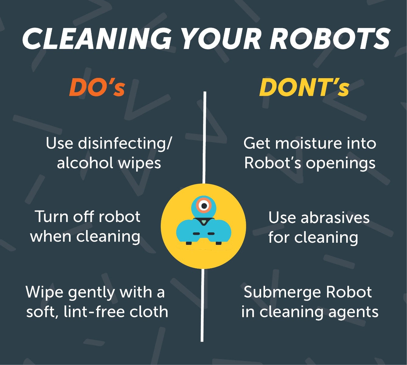 disinfecting the dash robot for distance learning STEM