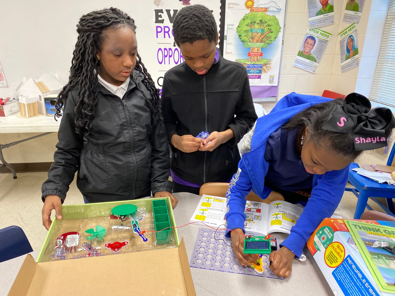 students using snap circuits on a steam project