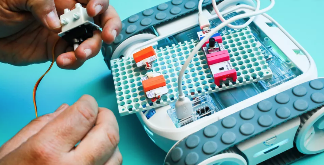 the sphero rvr robot with a littlebits circuit attached