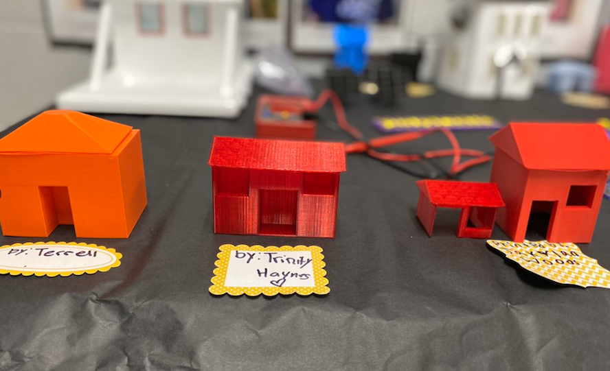 student art project 3d printed orange houses