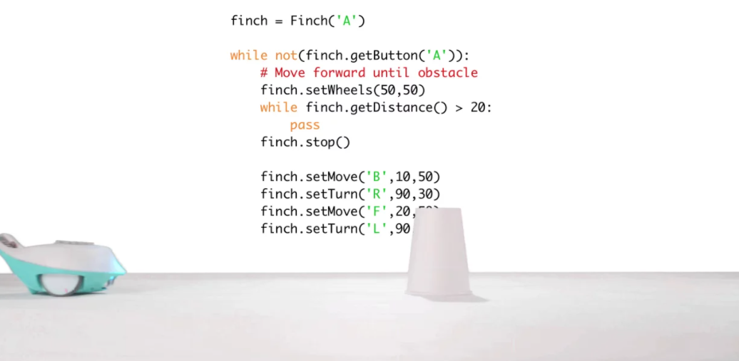 an example of using the Finch Robot 2.0 with python programming