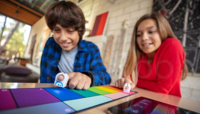 students using the sphero specdrums rings on a music project