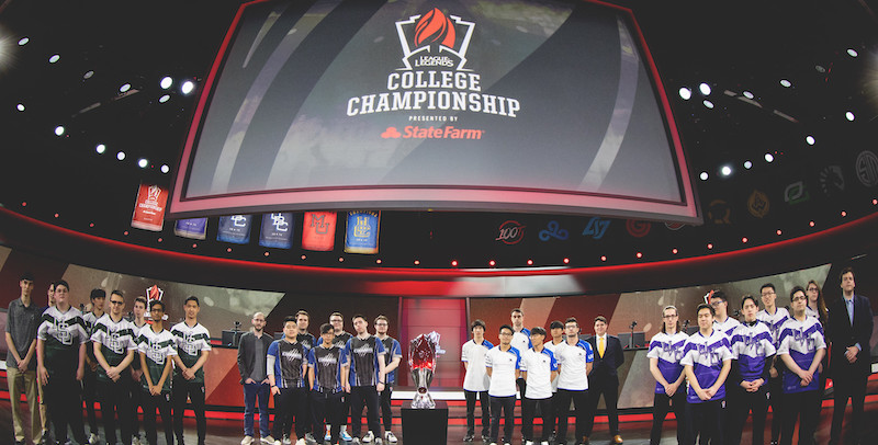 students lined up for a ceremony at a college esports championship