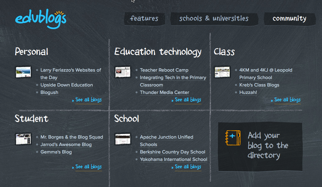 a graph detailing the various ways students can use Edublogs