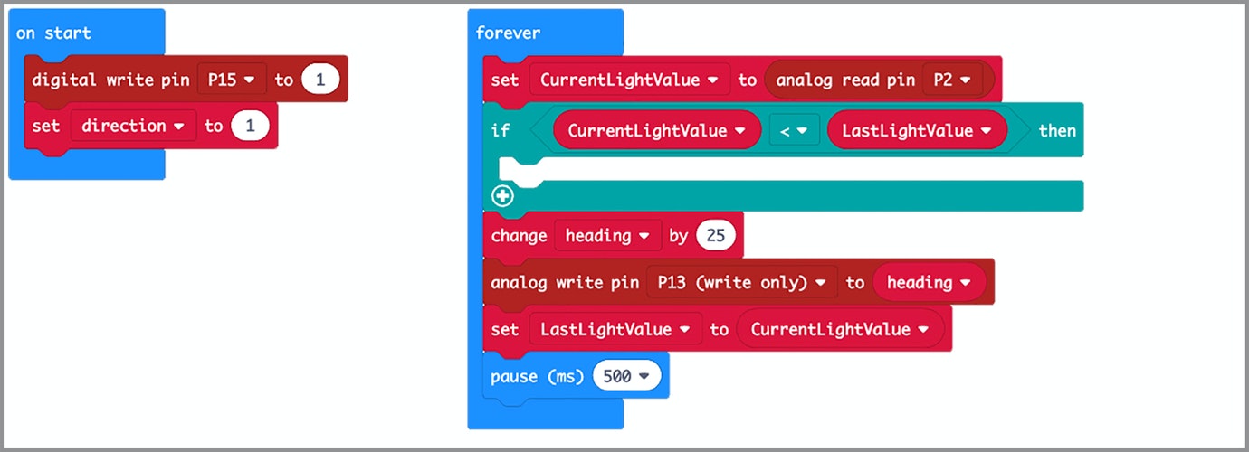 makecode program light value