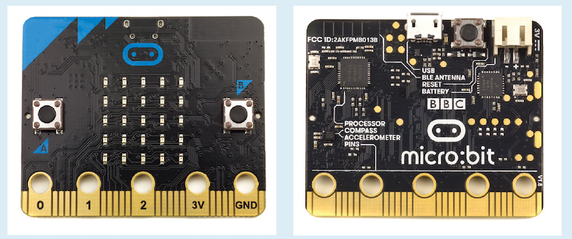 the front and back of the micro:bit boards