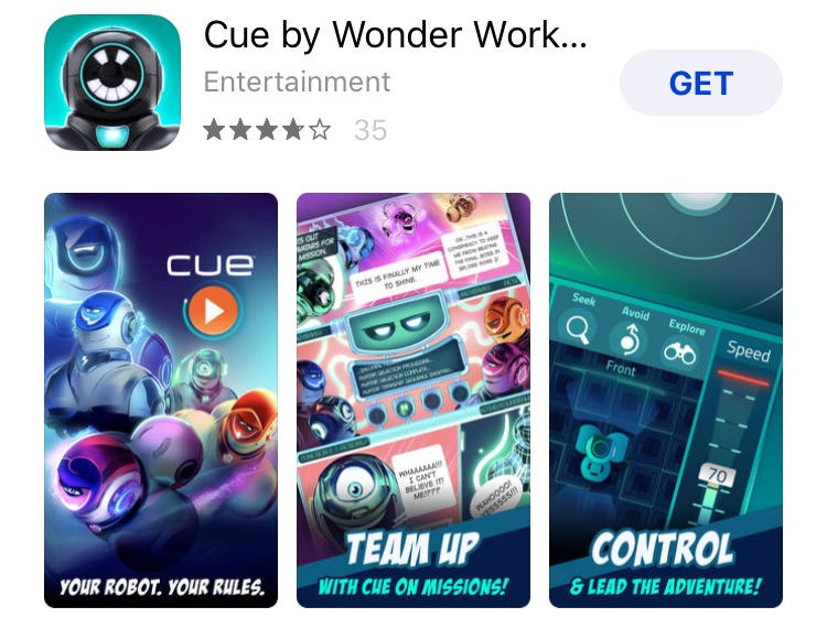 a screenshot of the Cue by Wonder Workshop coding app