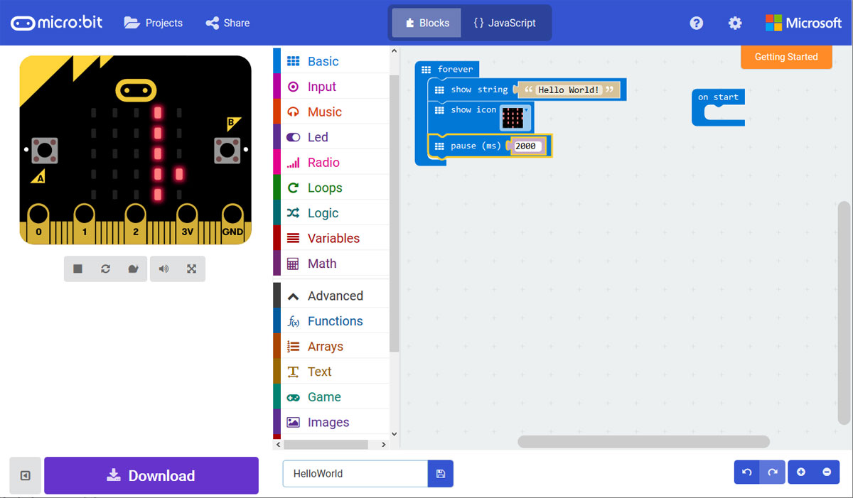 a digital program for the gigglebot robot created on the makecode platform