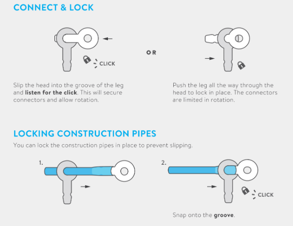 an example of a strawbees building diagram with instructions for connecting and locking straws