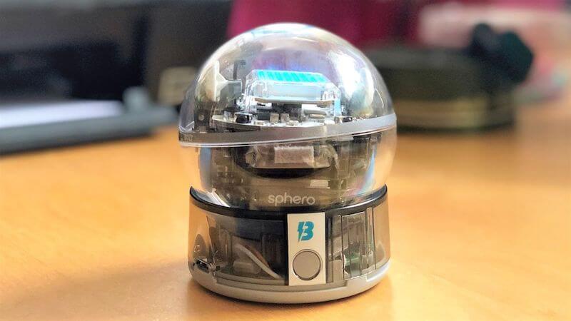 the sphero bolt robot resting in its inductive charging base