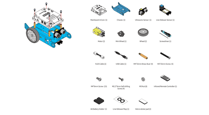 components to buld the mbot-s robot