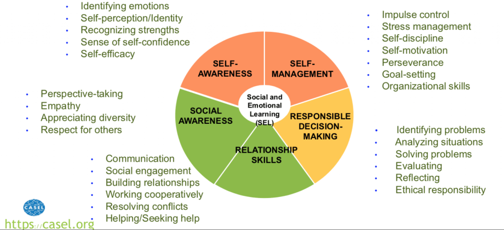 social emotional learning chart of sub areas