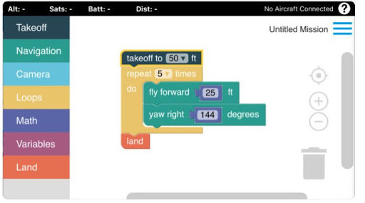 block program created for the tello edu drone