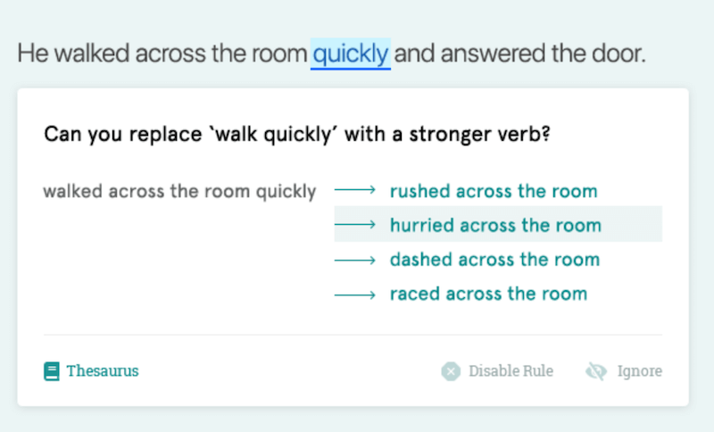 prowritingaid tool with a suggestion for reworking student writing samples