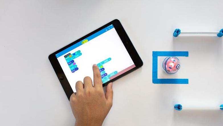 the sphero mini and sphero edu app on a tablet