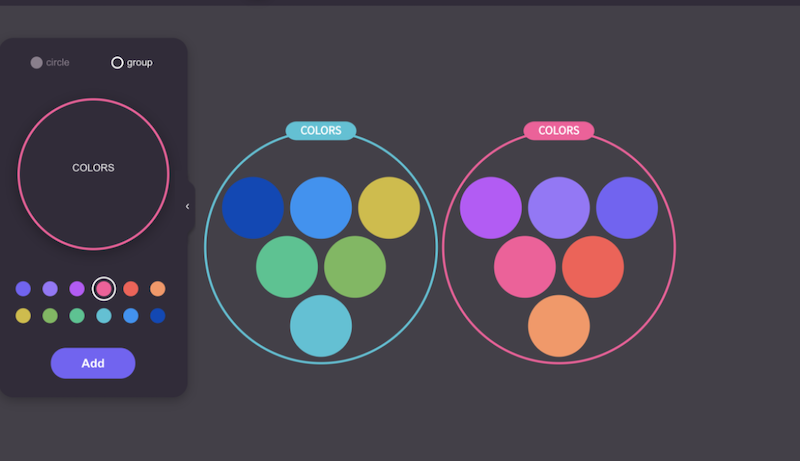 different colors used in the circly interface