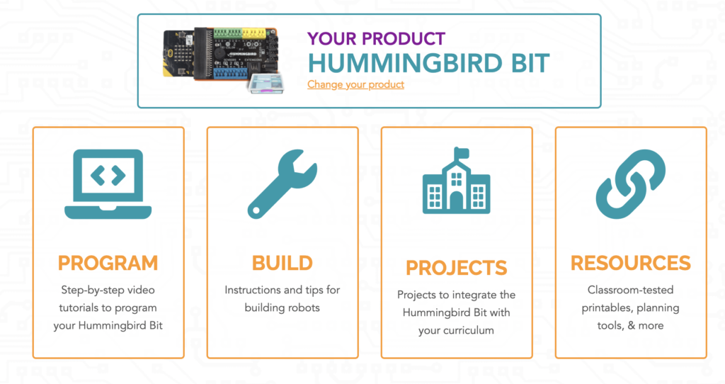 the project library for the hummingbird bit robot