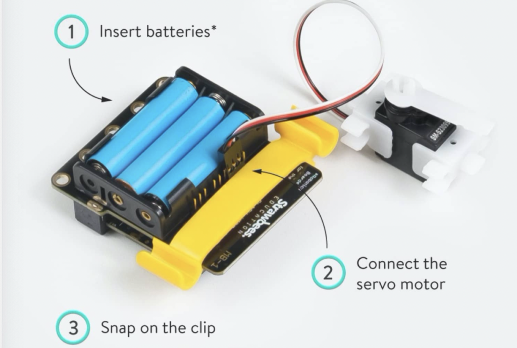 the strawbees micro:bit connector with batteries in it