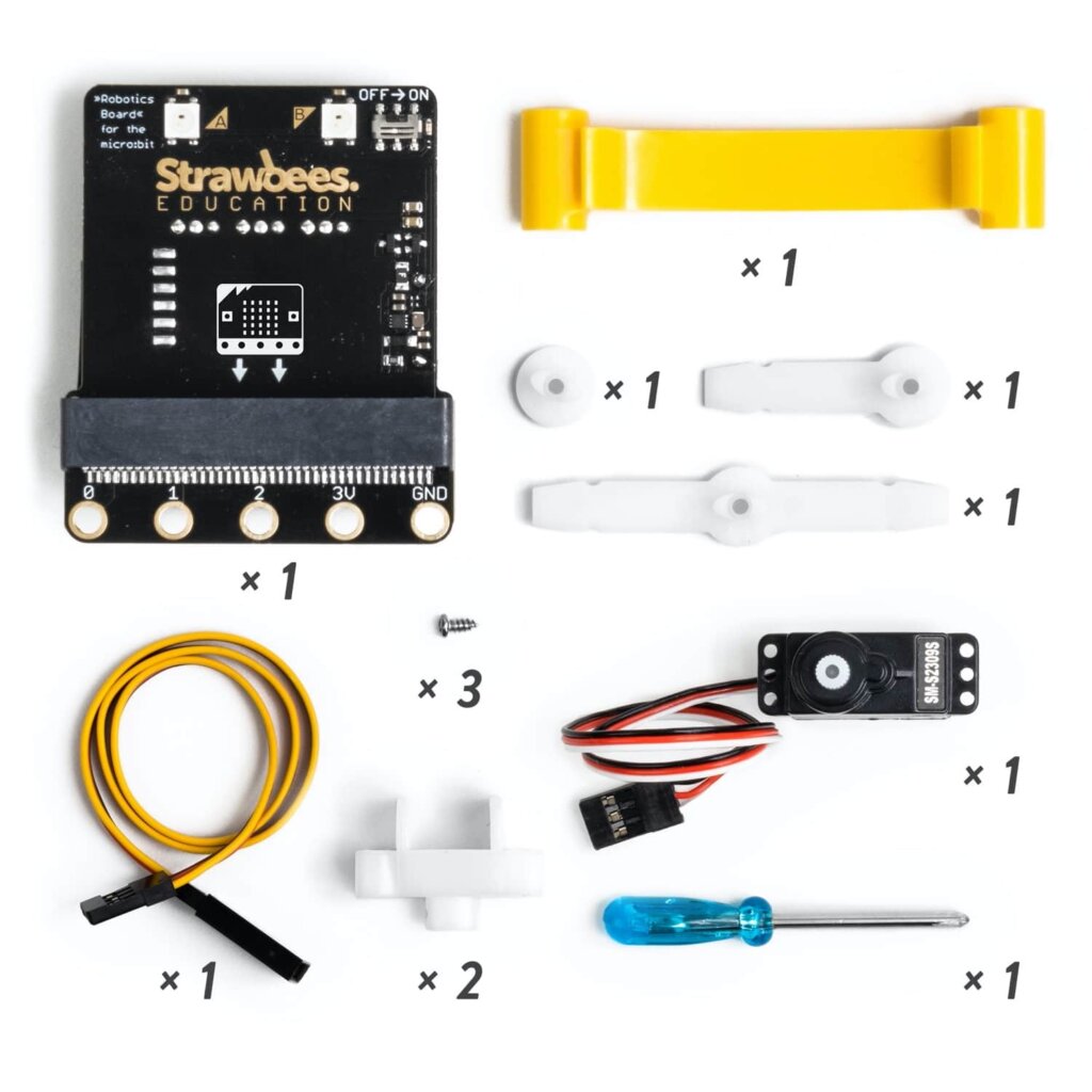 the pieces of the strawbees micro:bit Kit