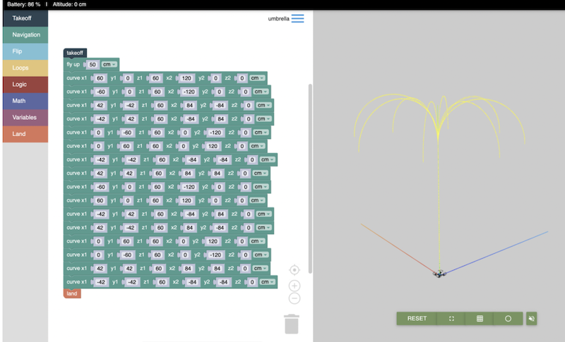 droneblocks block coding simulator for the tello edu drone