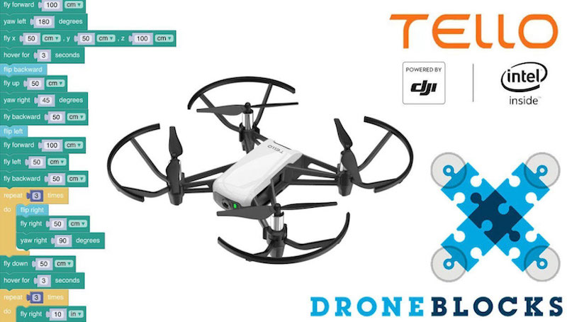 the droneblocks coding interface for prorgamming the tello edu with block code