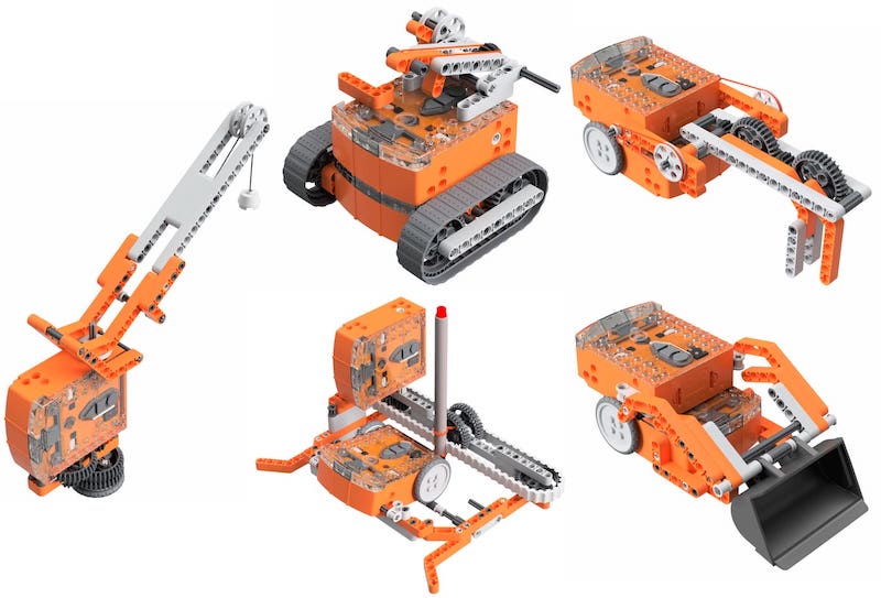 the five EdBuilds from the edison robotics kit for engineering and coding instruction