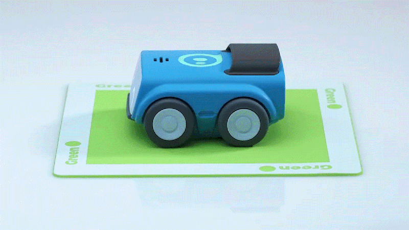 the sphero indi robot driving over a silicone color tile