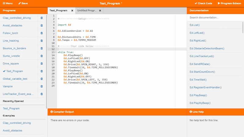 coding in python with the edison robot edpy