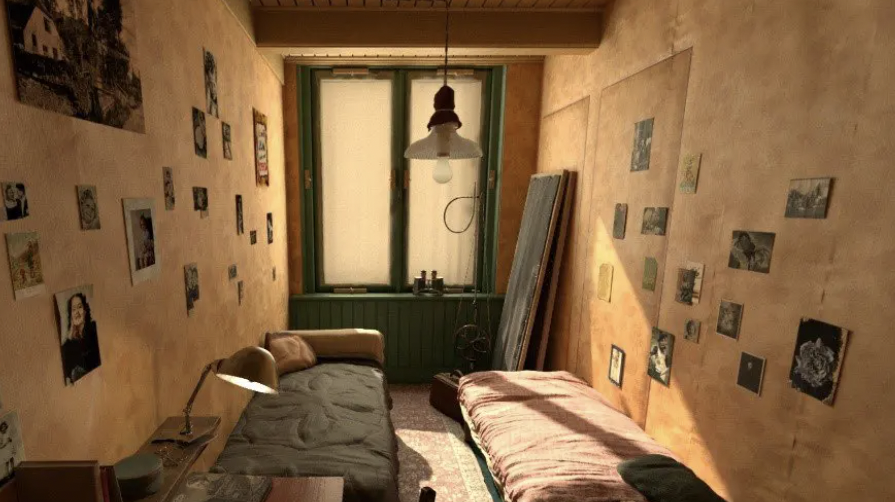 the view of the anne frank house from the anne frank VR app