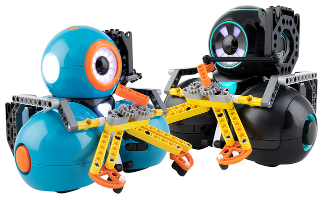 the wonder workshop robots with the new gripper building accessory from eduporium