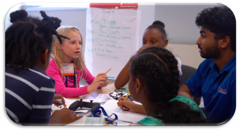 students using the tello edu drone in the classroom