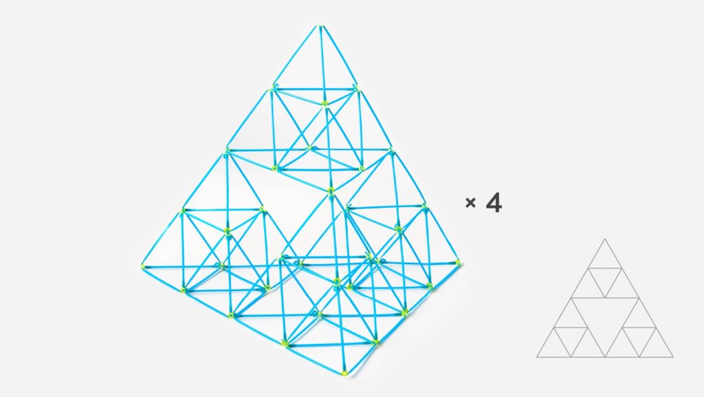 the strawbees 3D pyramid project for STEAM education