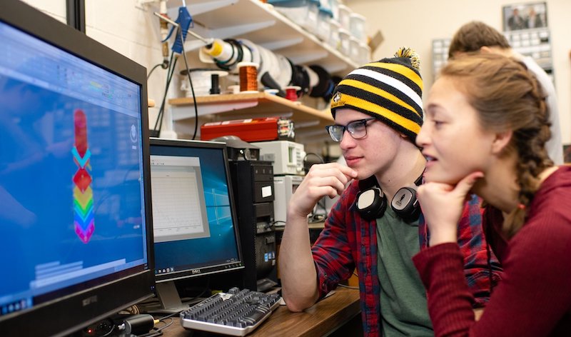 students working on an aerospace engineering project with a stem grant