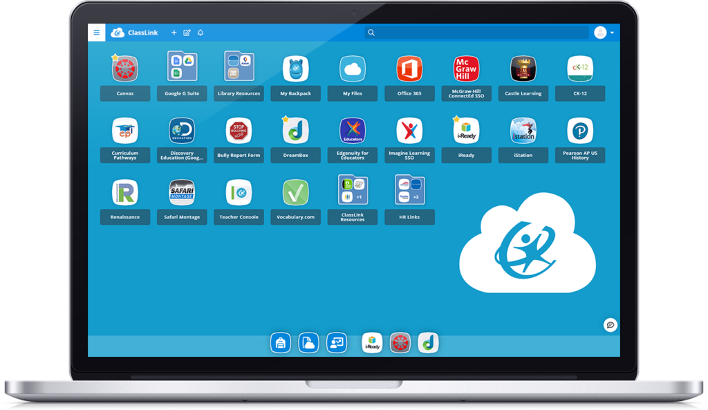 a view of the ClassLink platform on a student laptop