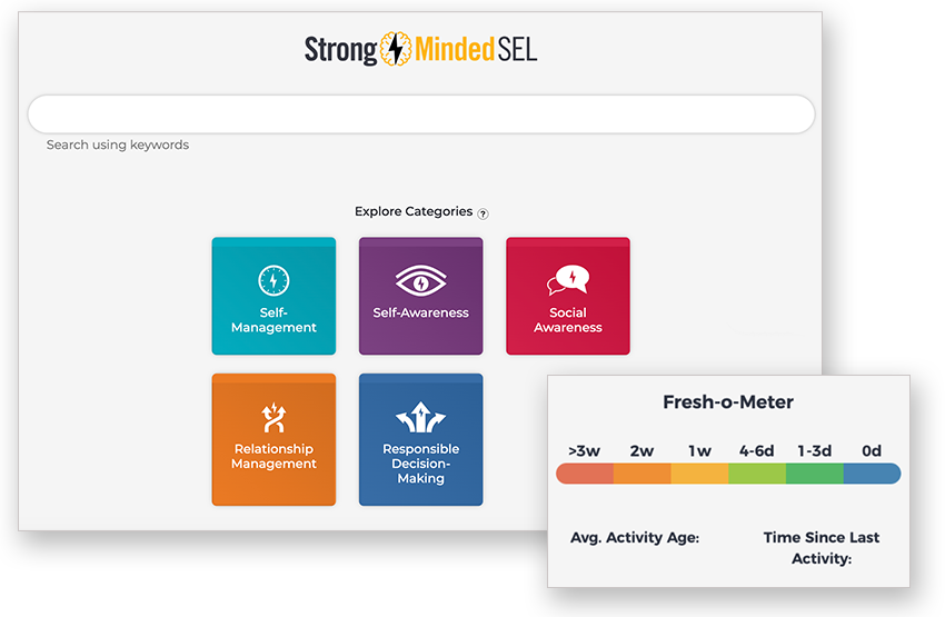 the StrongMinded SEL dashboard and categories