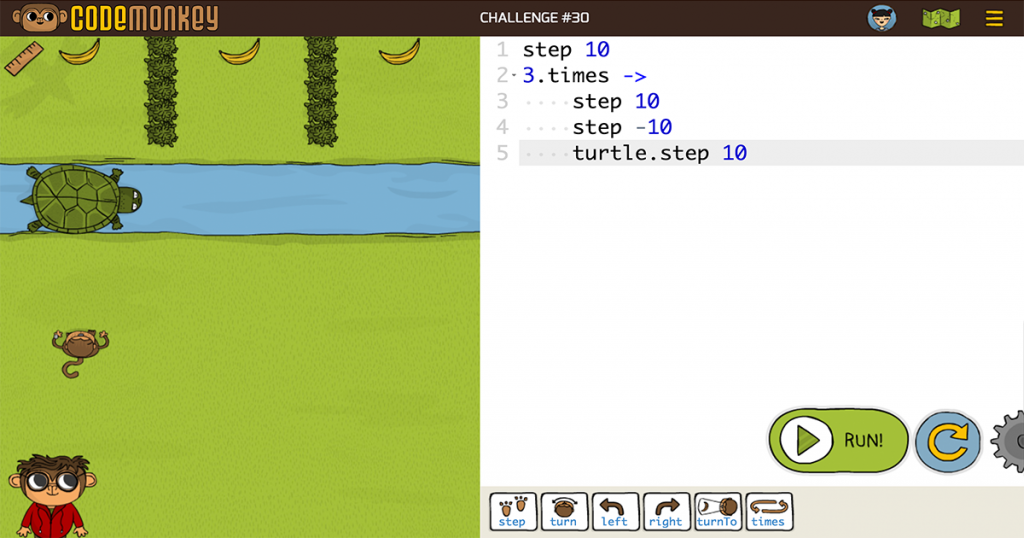 CodeMonkey coding game example