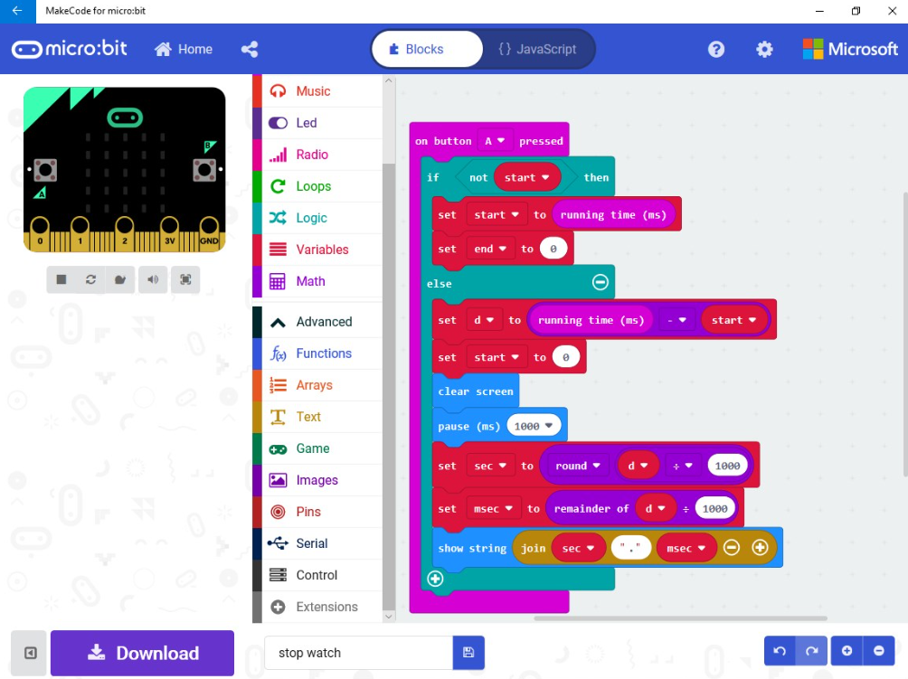 micro:bit makecode virtual programming