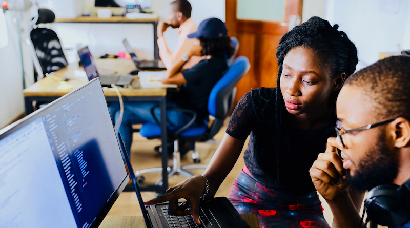 a student learning computer science in the classroom