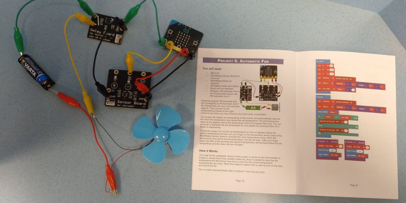 MonkMakes project creating an automatic fan with the micro:bit