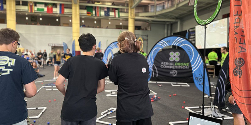 students competing in a flying competition